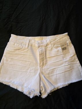 Kut from the Kloth White Frayed Hem Denim Shorts